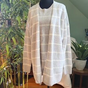 Saks Fifth Avenue Cream Striped Cardigan